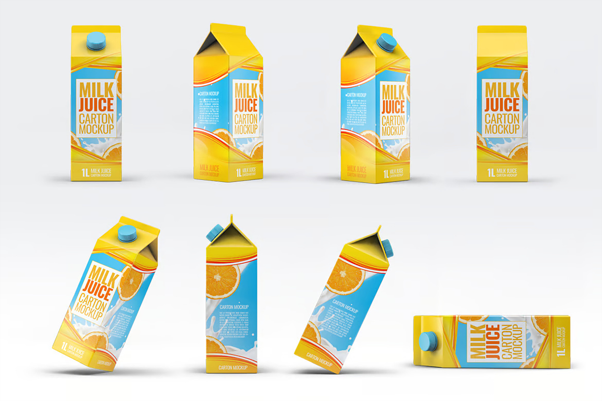 4 Types Milk/Juice Cartons Mockup, a Packaging Mockup by Hubzway (Photo 8 of 13)