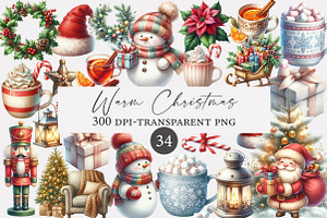 Watercolor Warm Christmas Clipart Bu, an Illustration by Designworld