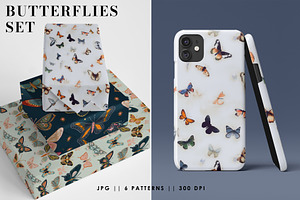 Butterflies Set Of 6 Patterns