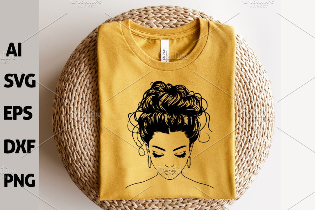 Messy Bun Svg Bundle, Woman Face, a Person Illustration by FancyDesignStudio (Photo 8 of 8)