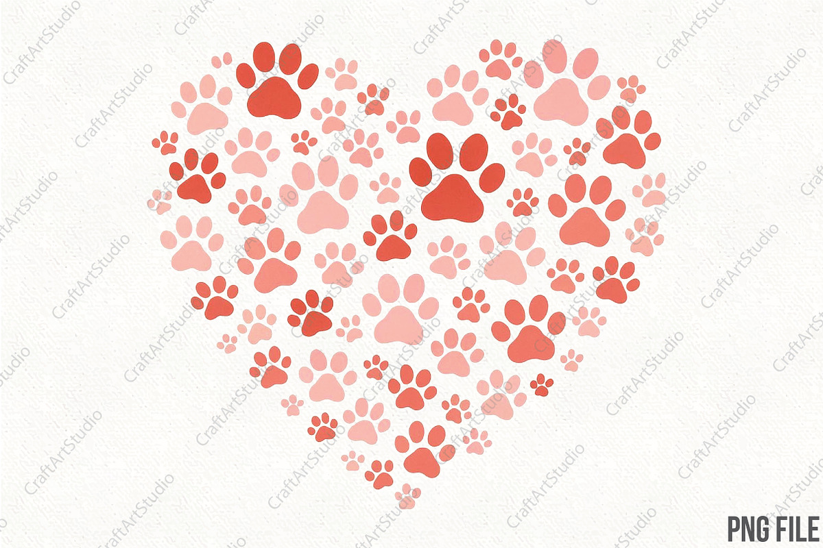 Dog Paw Heart Valentine's Day PNG, an Illustration by CraftArtStudio (Photo 1 of 4)