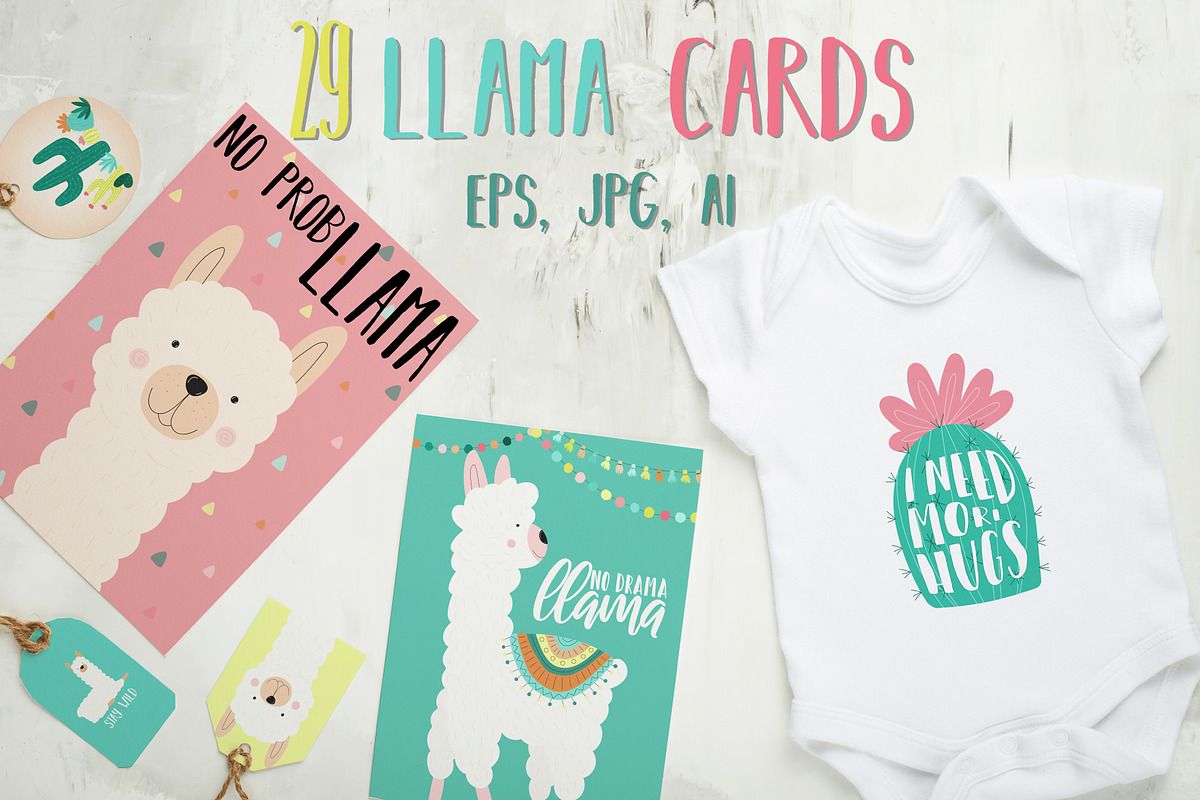 Hand-drawn llama collection, an Animal Illustration by Samsonchik Store (Photo 4 of 6)