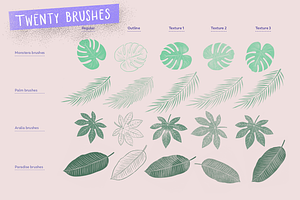 Procreate Tropical Leaves Brush Kit