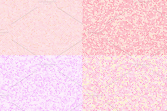 4 Pink Round Mosaic Pattern Set
