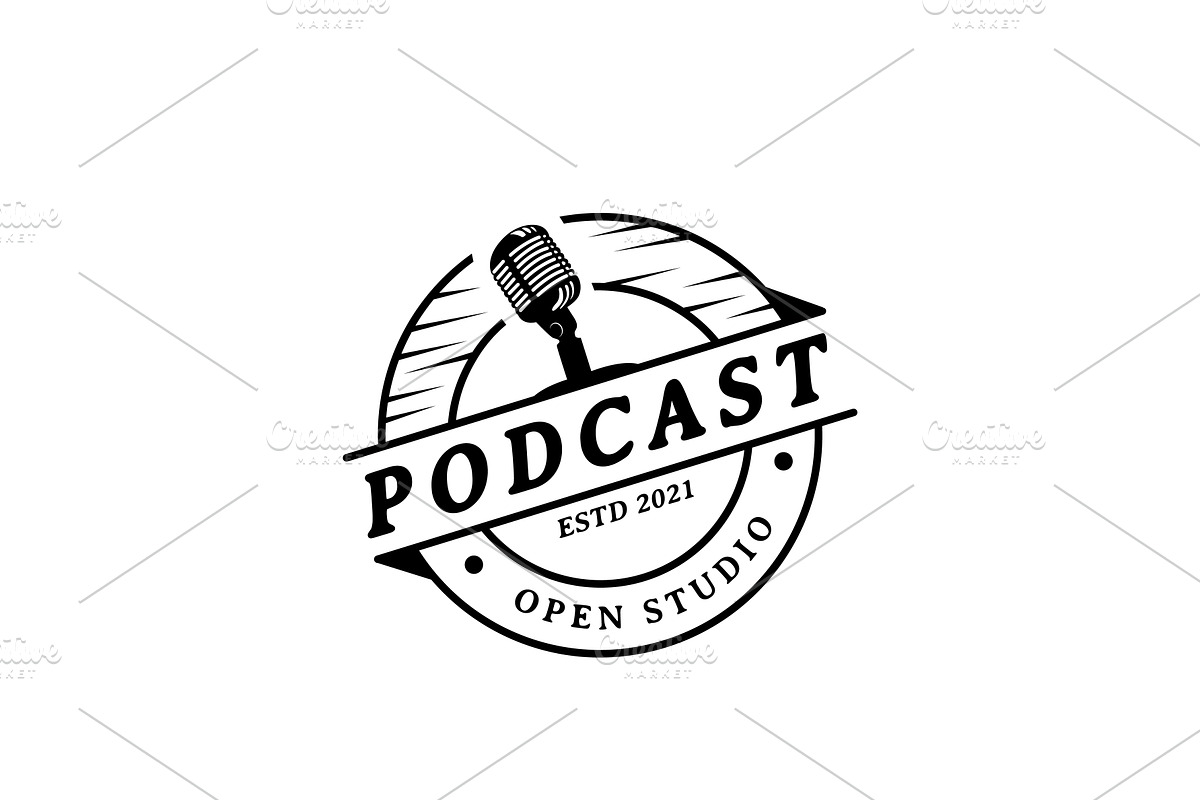Vintage Style Podcast Logo, a Branding & Logo Template by AlvinStd
