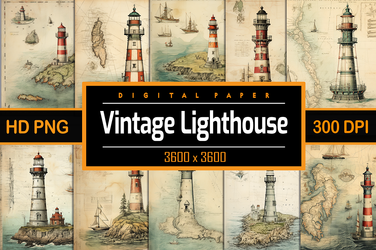 Vintage Lighthouse, a Background Graphic by Printable Treasure (Photo 1 of 7)
