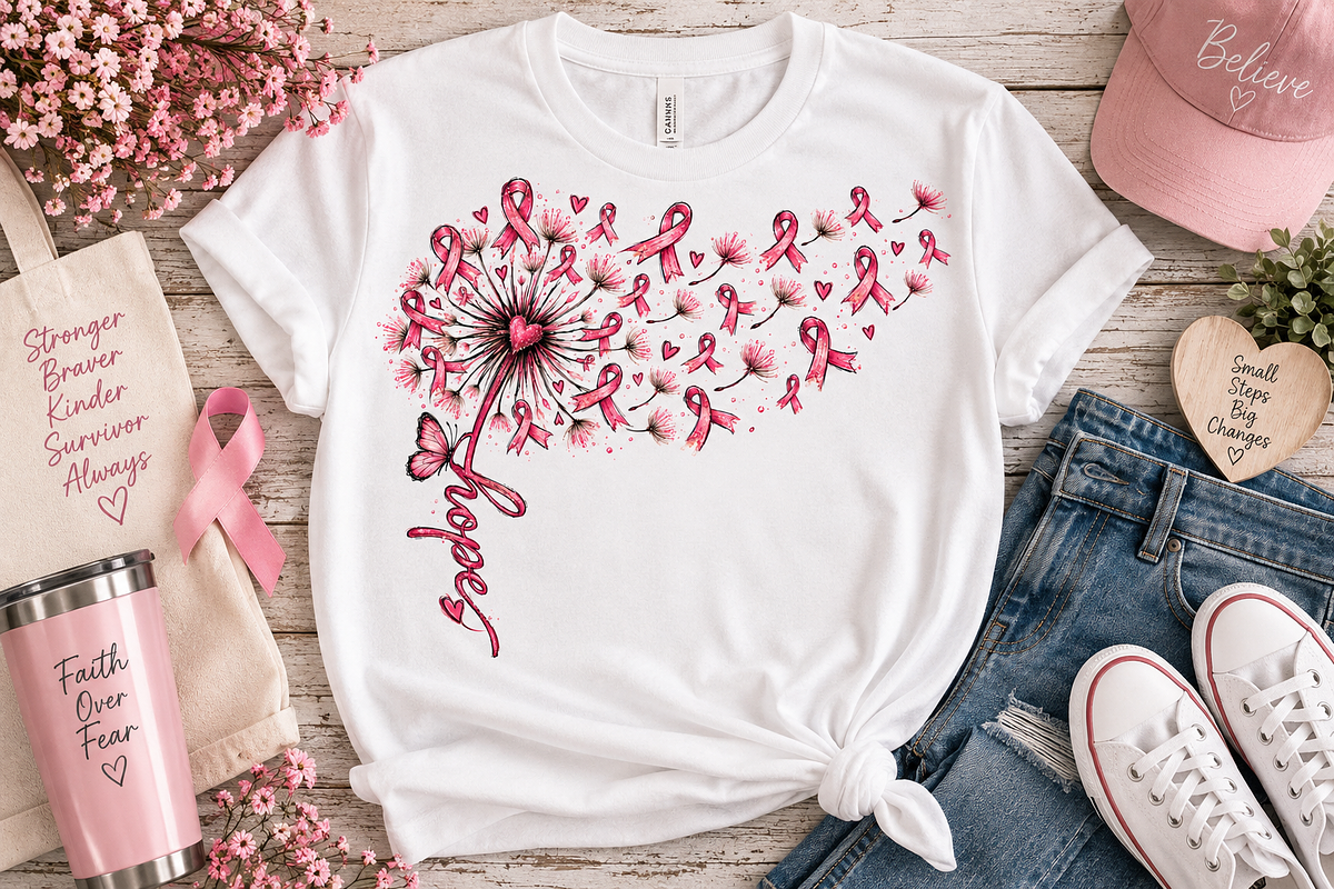 Pink Dandelion Breast Cancer Png, an Object Graphic by Daisy Design (Photo 2 of 3)
