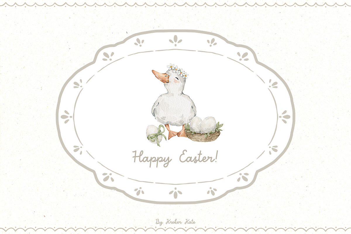 Happy Easter. Watercolor clipart, an Animal Illustration by Kreker Kate (Photo 10 of 10)