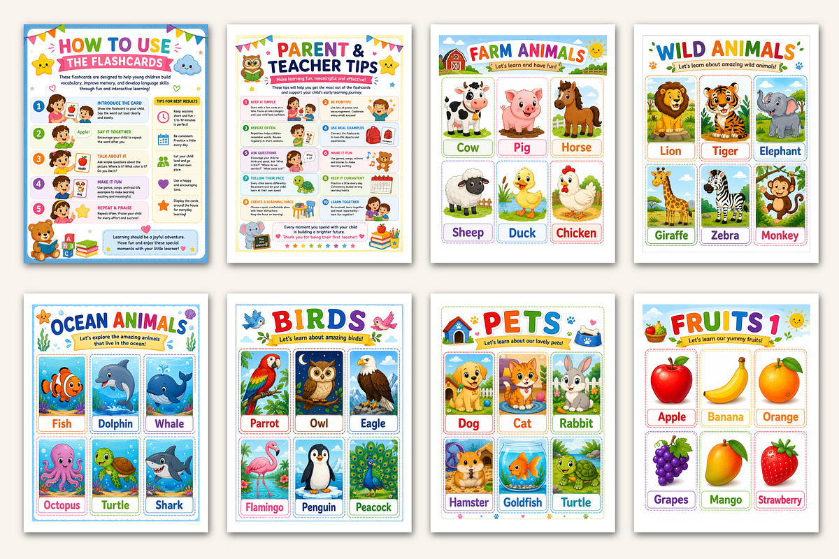 First Words Flashcards, a Stationery Template by Designmela01 (Photo 2 of 5)