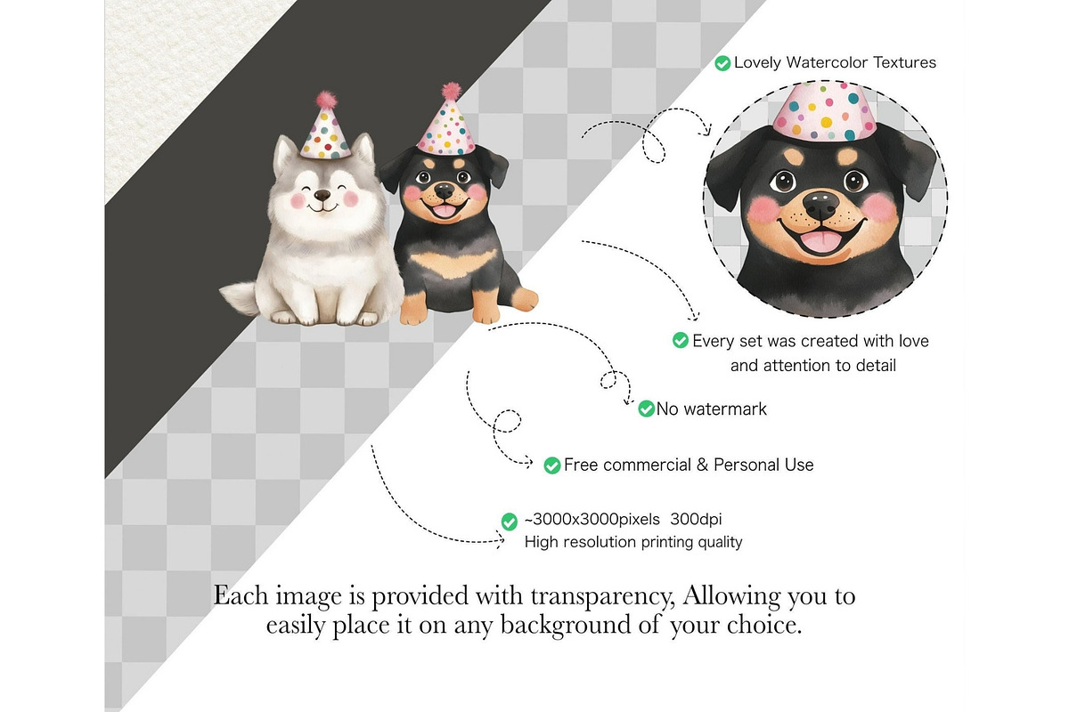Party Pups Watercolor Clipart, an Illustration by CharmClipart (Photo 7 of 8)