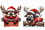 Funny Christmas reindeers clipart, an Animal Illustration by AnetArtStore (Thumbnail 2 of 8)