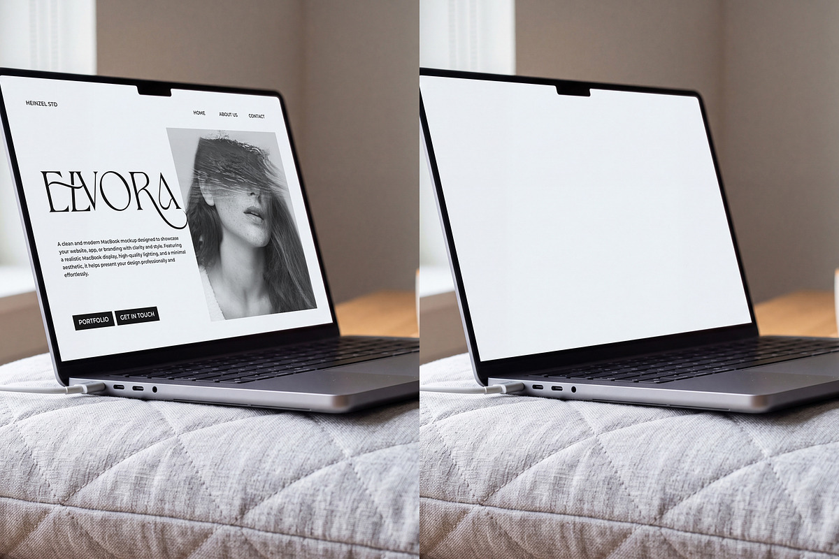 Elvora - Macbook Device Mockup, a Mac Mockup by Heinzel Std Mockup (Photo 4 of 5)