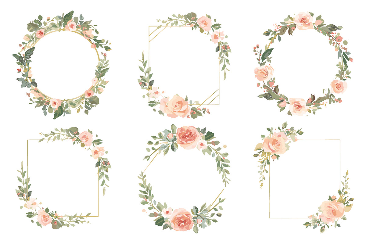 Geometric Floral Frames Set, an Illustration by jahid234 (Photo 4 of 20)