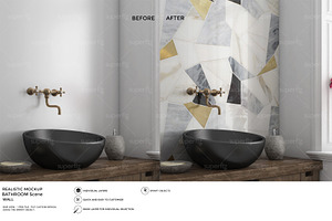 Wall Mockup Bathroom Scene SM44