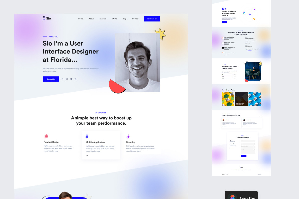 Sio - Personal Portfolio  Figma Temp, an UI Kit Template by ArtGalaxy (Photo 1 of 6)