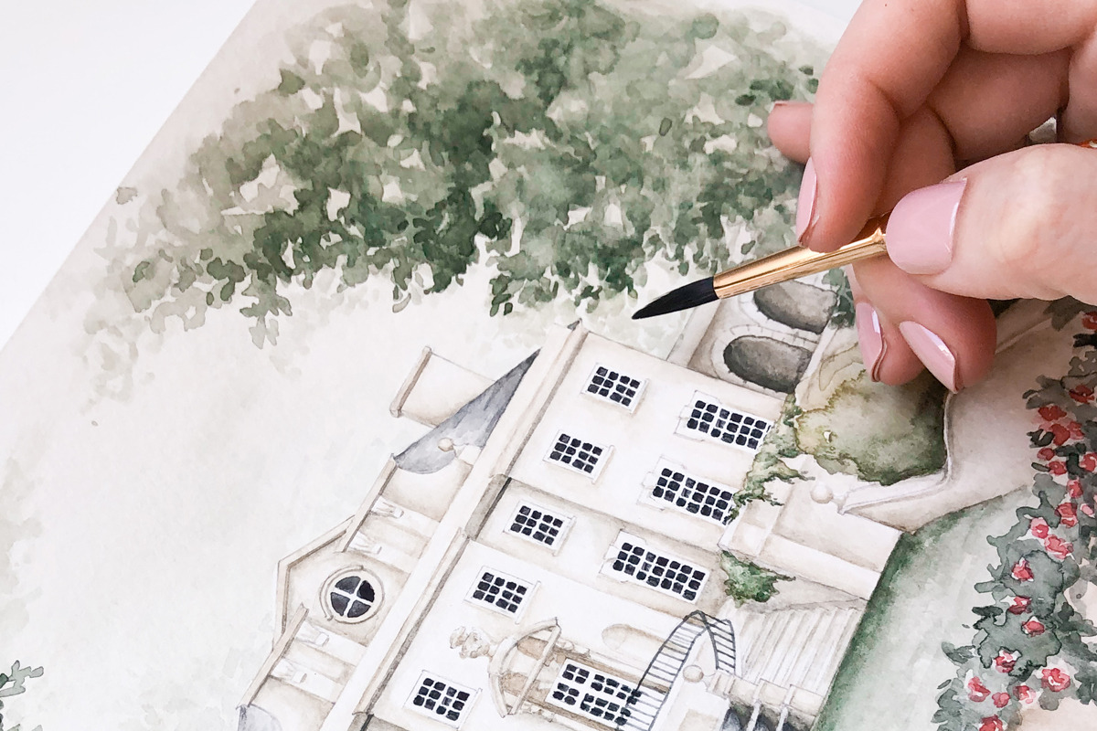 Swan House Atlanta - Watercolor, a Decorative Illustration by Blushed Design by Katrina (Photo 2 of 3)