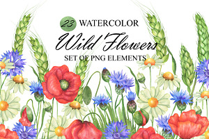 Watercolor Wildflowers clipart, an Illustration by OlDm_Shop