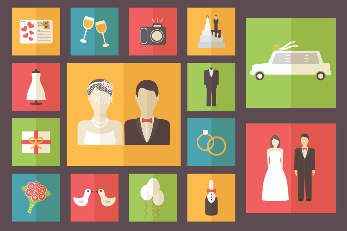 Wedding icons set preview 4