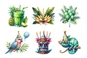 Tropical Lush Green Birthday Clipart, an Illustration by Daily.Designs (Thumbnail 2 of 5)