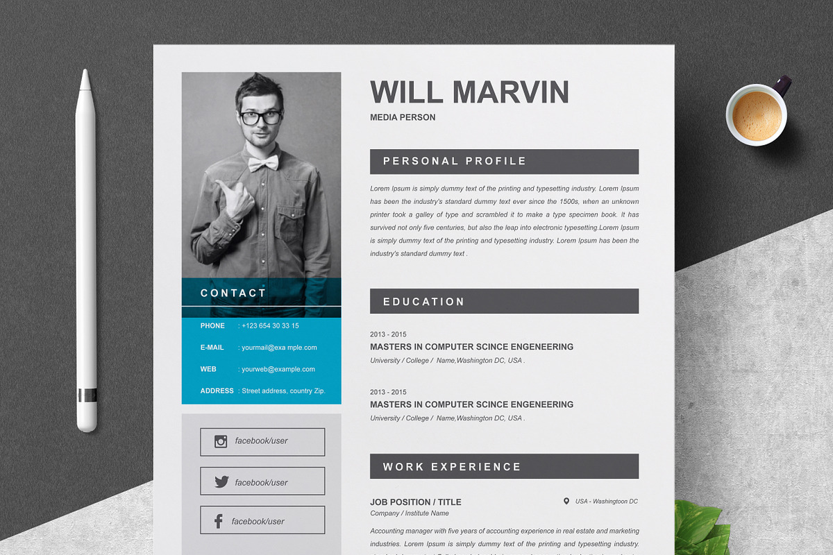 Resume / CV Template | MS Word, a Resume Template by ResumeInventor