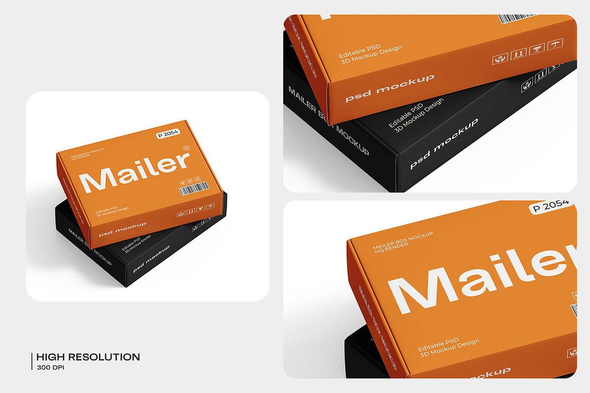 Cardboard Shipping Mailer Box Mockup, a Packaging Mockup by Ram Studio LLC (Photo 6 of 14)