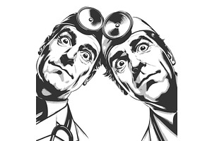 doctors looking down in surgical, a Healthcare Illustration by AlexArt