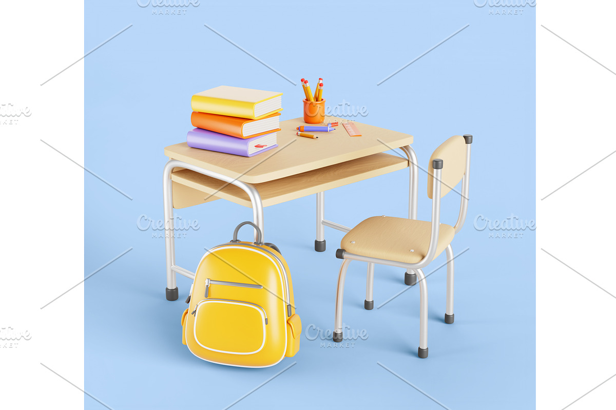 3d classroom interior set, school or, an Education Illustration by Marozhkastudio