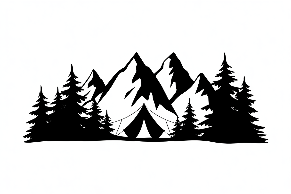 silhouette camping tent mountain, an Illustration by Amazin_art (Photo 4 of 17)