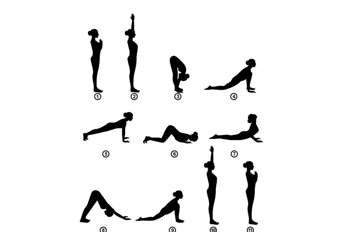 Set of Black Silhouette Yoga, a Healthcare Illustration by Svetlana Voloshina