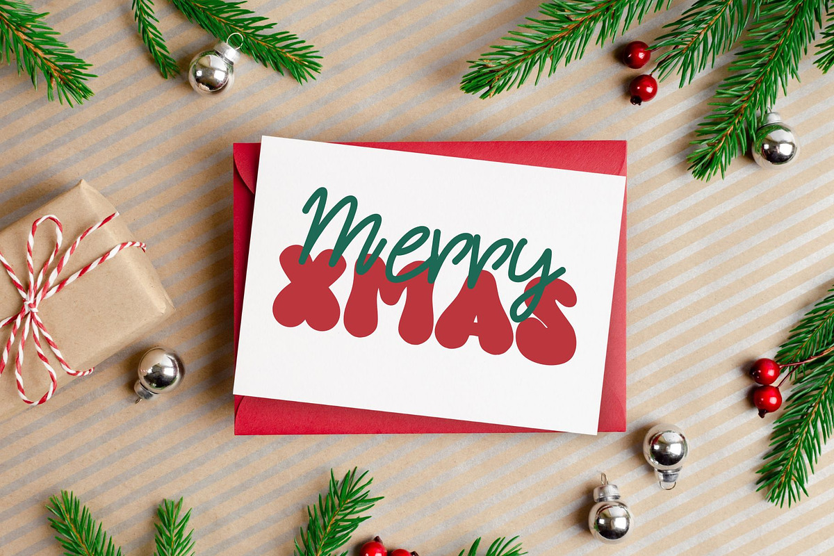 Retro Santa is a retro groovy font, a Script Font by Brown Cupple (Photo 5 of 9)