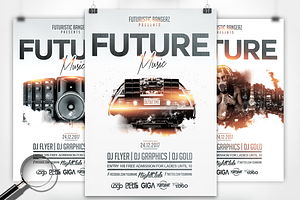 Future Music | 3in1 Flyer Template, a Flyer Template by GIGA-TEMPLATE