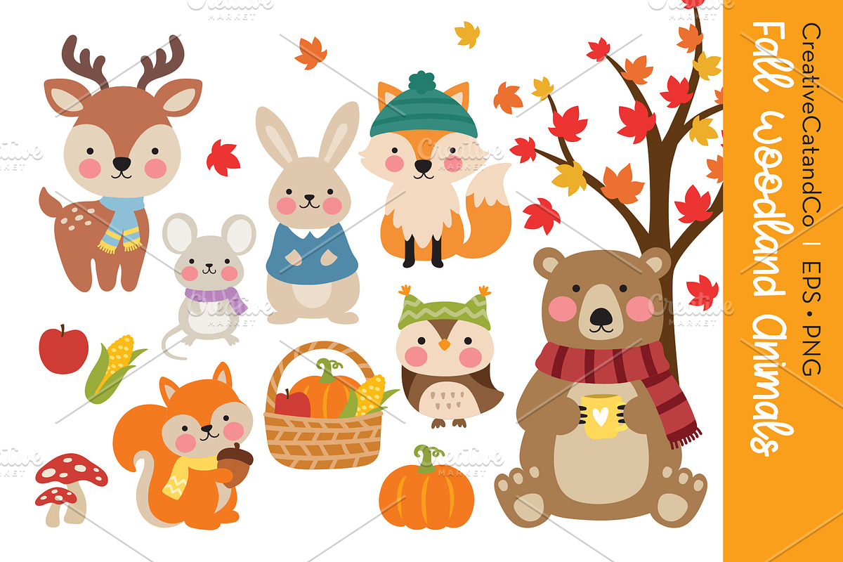 Fall Autumn Animals Vector EPS PNG, an Animal Illustration by ...