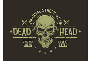 Street Style Label Of Skull.Prints Design