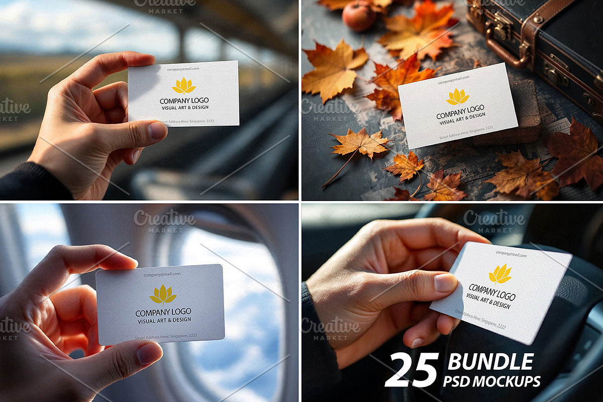 25 PSD MOCKUPS, BUSINESS CARDS, an Advertising Mockup by Mockup Stories (Photo 1 of 6)