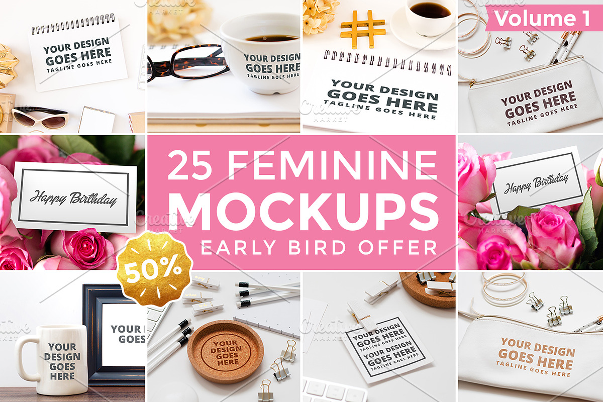25 Feminine Mockups, a Print Template by My Squared Style (Photo 1 of 4)