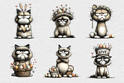 Quirky Easter Grumpy Cat Clipart, an Illustration by DreamCafeArt (Thumbnail 4 of 6)