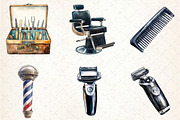 Watercolor Barber Shop Clipart, an Illustration by Libby Wishes (Thumbnail 4 of 5)