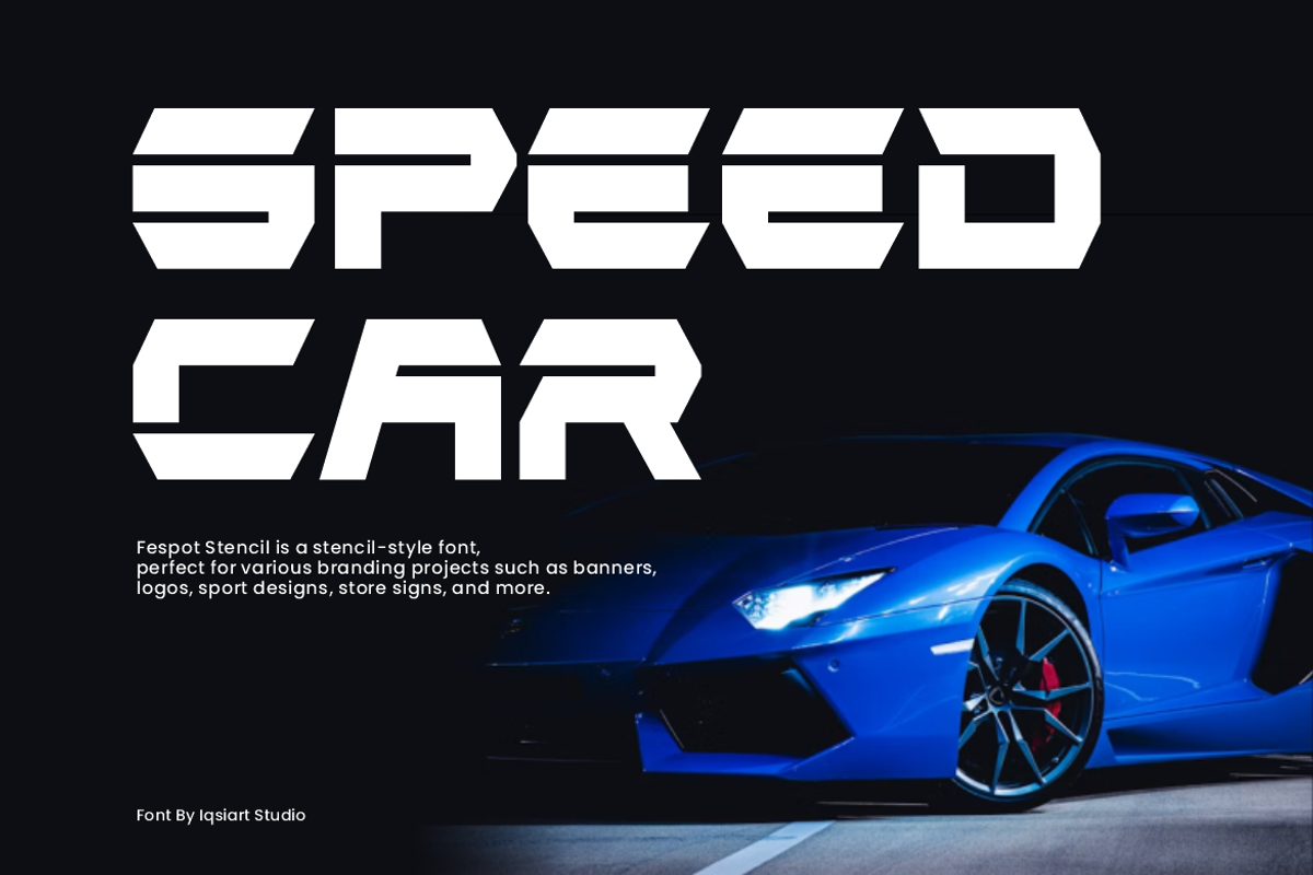 Fespot Stencil - Racing Font, a Sans Serif Font by Iqsiart Studio (Photo 2 of 7)