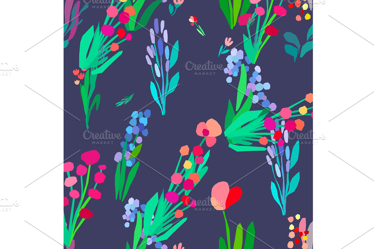 Seamless pattern with flowers, plant, a Pattern Graphic by Alena Stoyko design