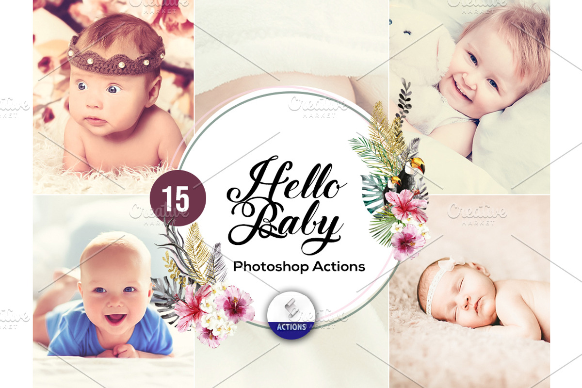 15 Hello Baby Photoshop Actions, an Action Add-On by DreamColor (Photo 1 of 6)