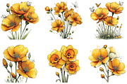 Yellow Flowers Spring Clipart, an Illustration by CraftArtStudio (Thumbnail 3 of 6)