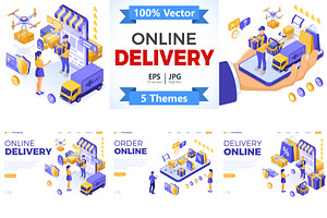 Online Internet Shopping Delivery, a Person Illustration by TAlex