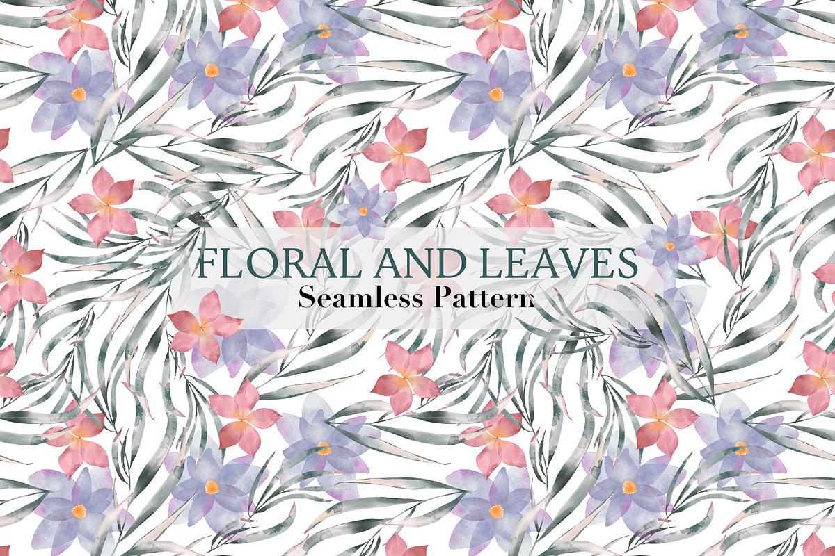 Floral and Leaves Pattern, a Pattern Graphic by Madebyia (Photo 1 of 8)