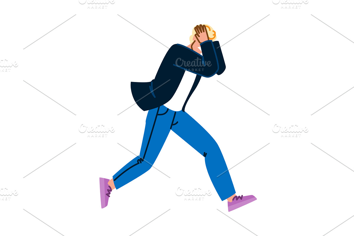 Businessman running away covering, a Person Illustration by pikepicture