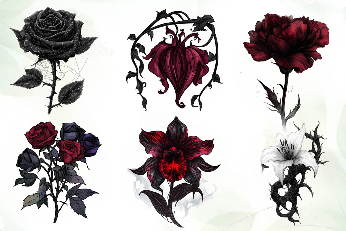 Dark Moody Gothic Flower, an Illustration by CreationArt (Photo 4 of 4)