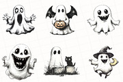 Halloween Quirky Ghost Clipart, an Illustration by OK Design (Thumbnail 4 of 5)