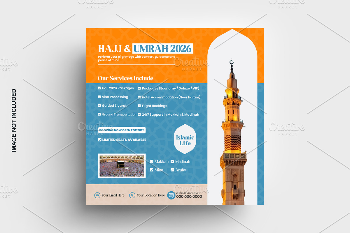 Hajj and Umrah 2026 Pilgrimage, a Social Media Template by graphics city (Photo 2 of 2)