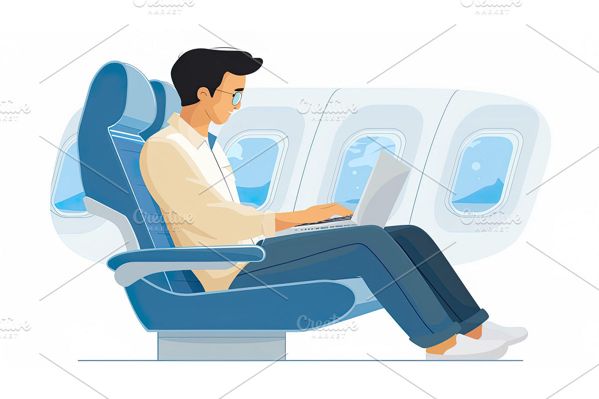 Asian man working on his laptop, a Technology Illustration by Lermont51