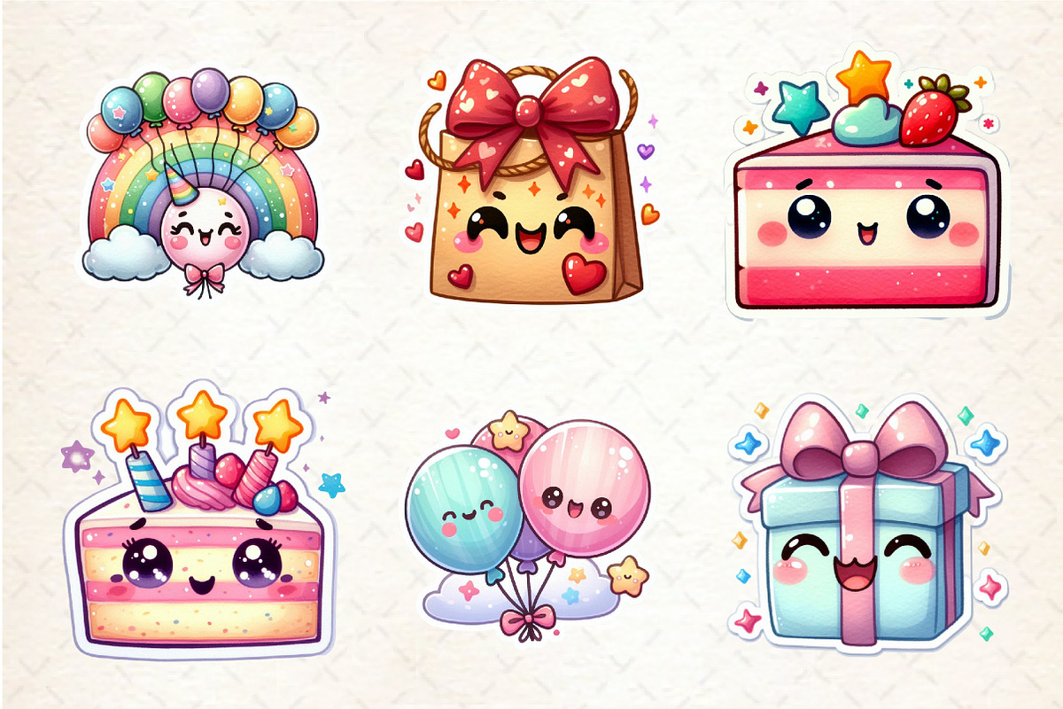 Kawaii Birthday Clipart Bundle, an Illustration by SinaCreation (Photo 3 of 5)