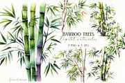 Watercolor Bamboo Trees, a Decorative Illustration by Vasmila (Thumbnail 1 of 8)